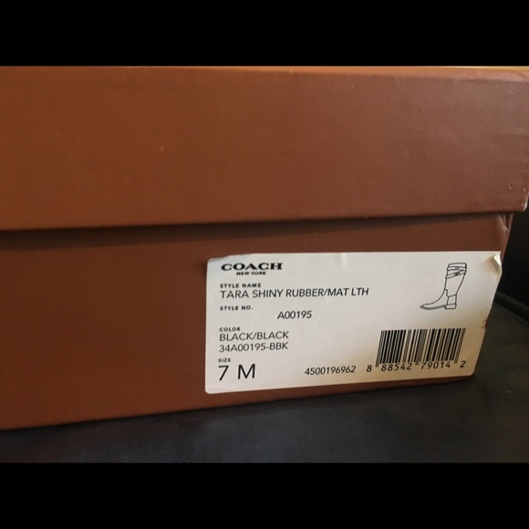 Coach Tara Rain Boots Black Gold Hardware 7 - Picture 5 of 6